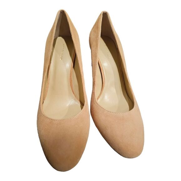 ANN TAYLOR Nude Suede Heels - Size 6 1/2 - Picture 2 of 8